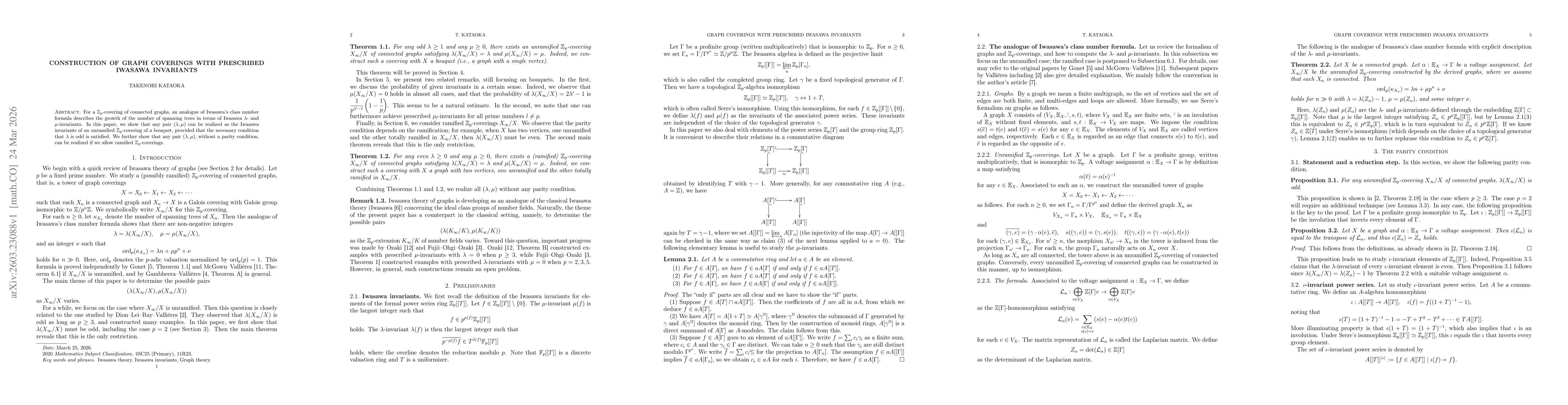 Thumbnail for Construction of graph coverings with prescribed Iwasawa invariants