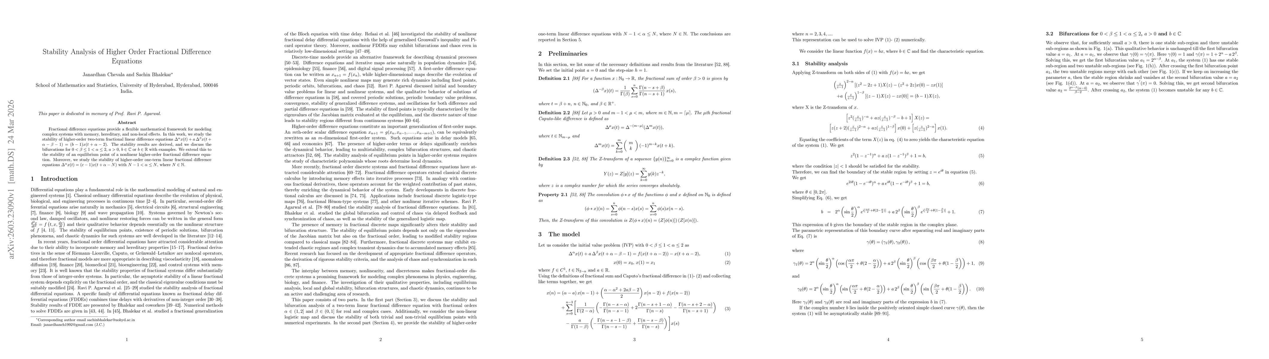Thumbnail for Stability Analysis of Higher Order Fractional Difference Equations