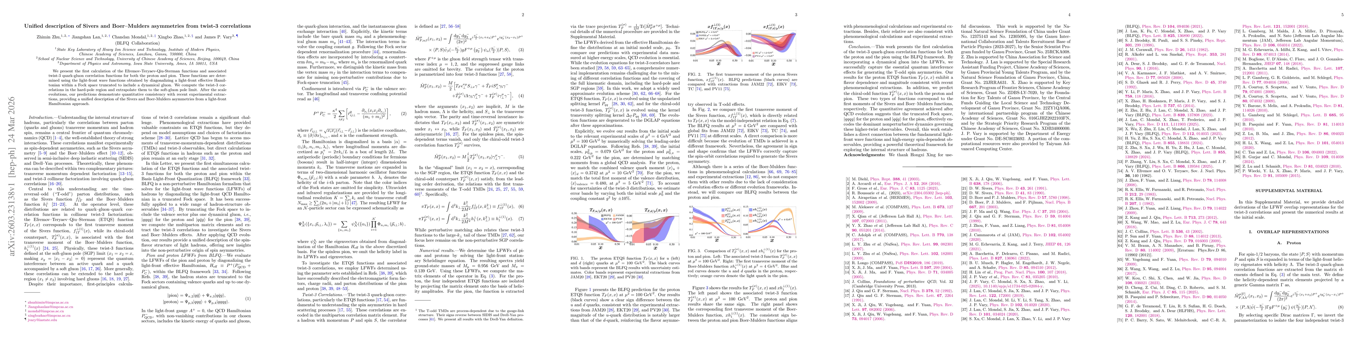 Thumbnail for Unified description of Sivers and Boer-Mulders asymmetries from twist-3 correlations