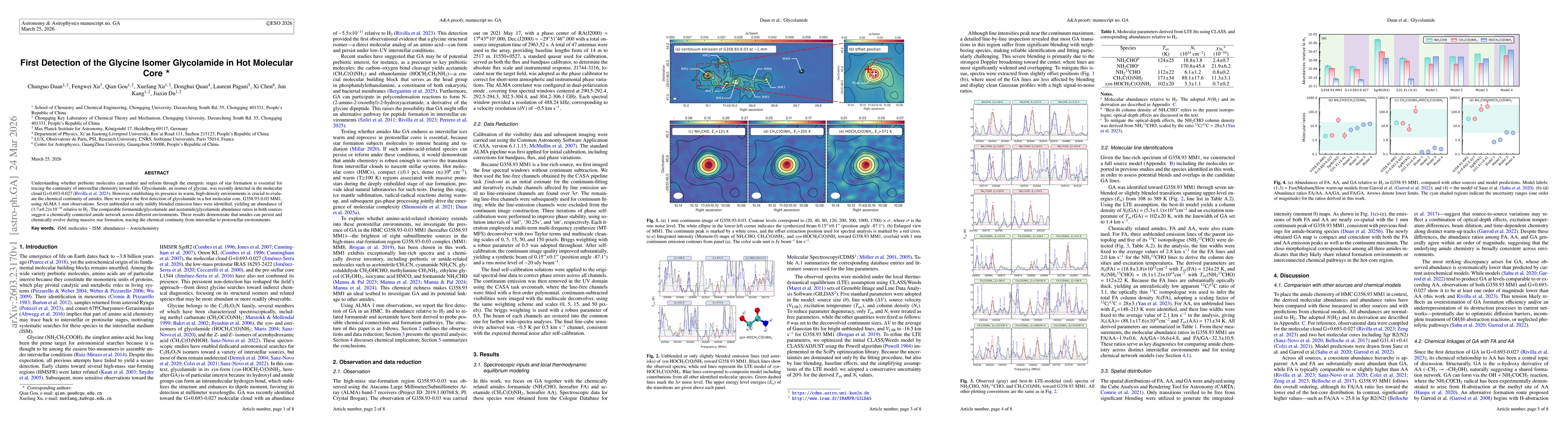 Thumbnail for First Detection of the Glycine Isomer Glycolamide in Hot Molecular Core