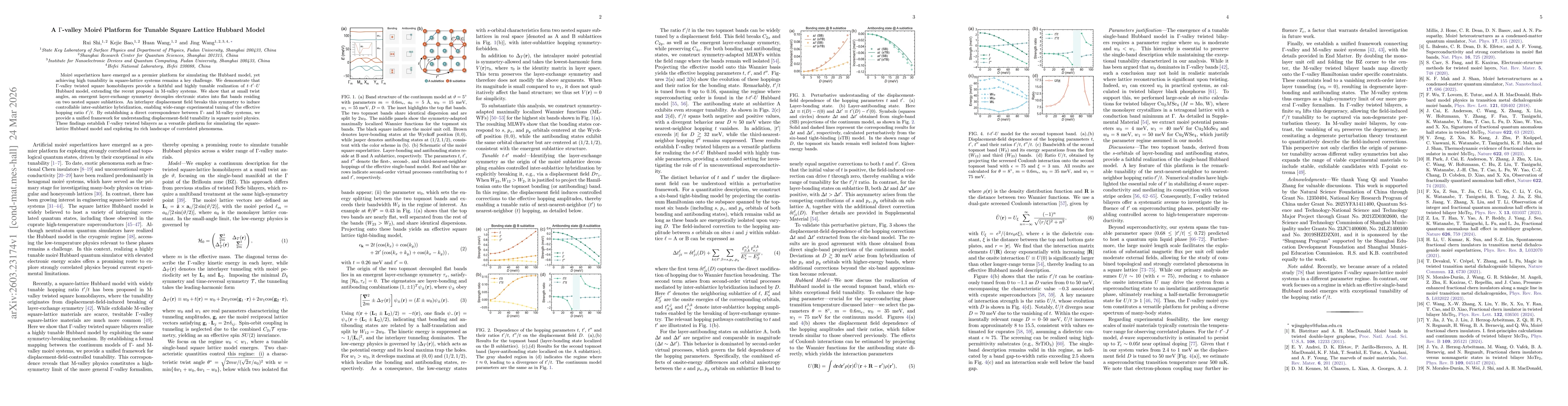 Thumbnail for A $Γ$-valley Moiré Platform for Tunable Square Lattice Hubbard Model
