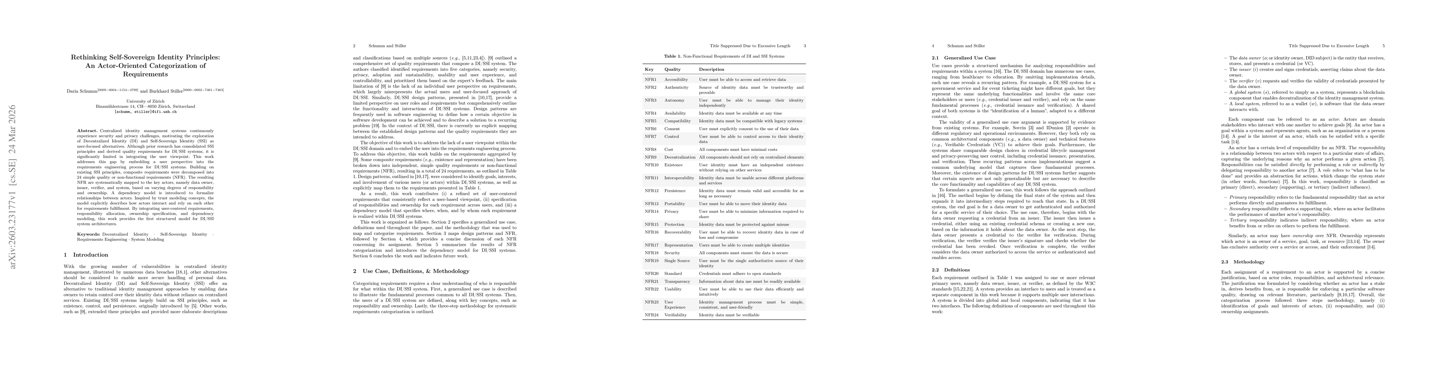 Thumbnail for Rethinking Self-Sovereign Identity Principles: An Actor-Oriented Categorization of Requirements