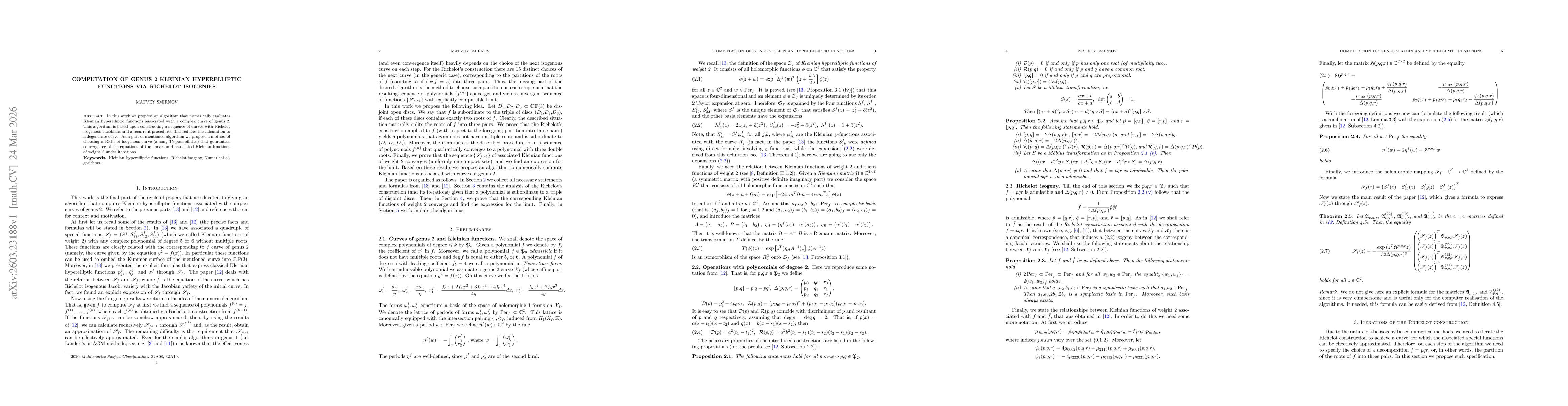 Thumbnail for Computation of genus 2 Kleinian hyperelliptic functions via Richelot isogenies