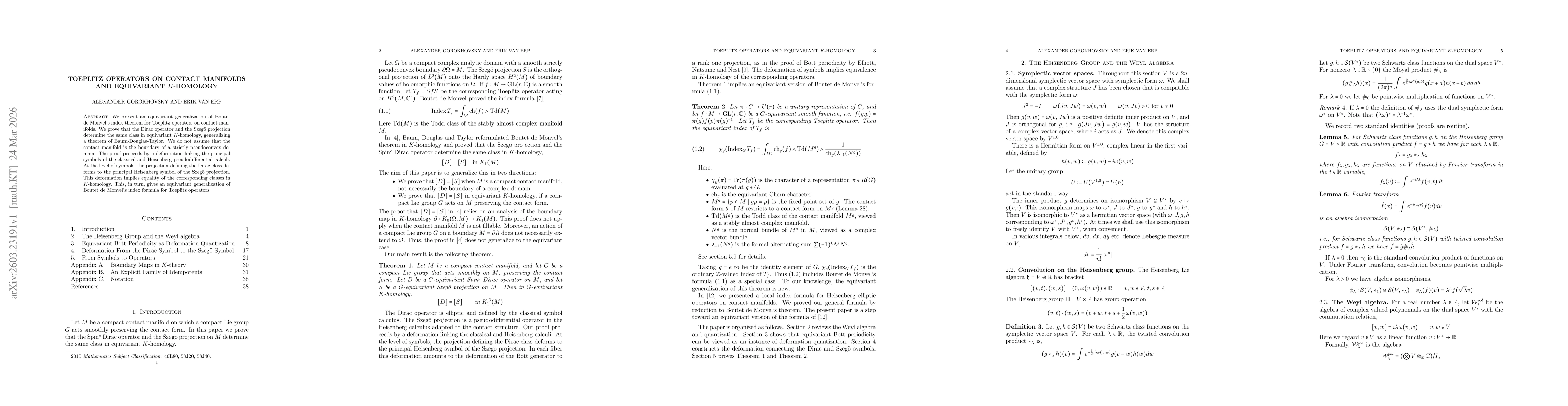 Thumbnail for Toeplitz Operators on Contact Manifolds and Equivariant K-homology