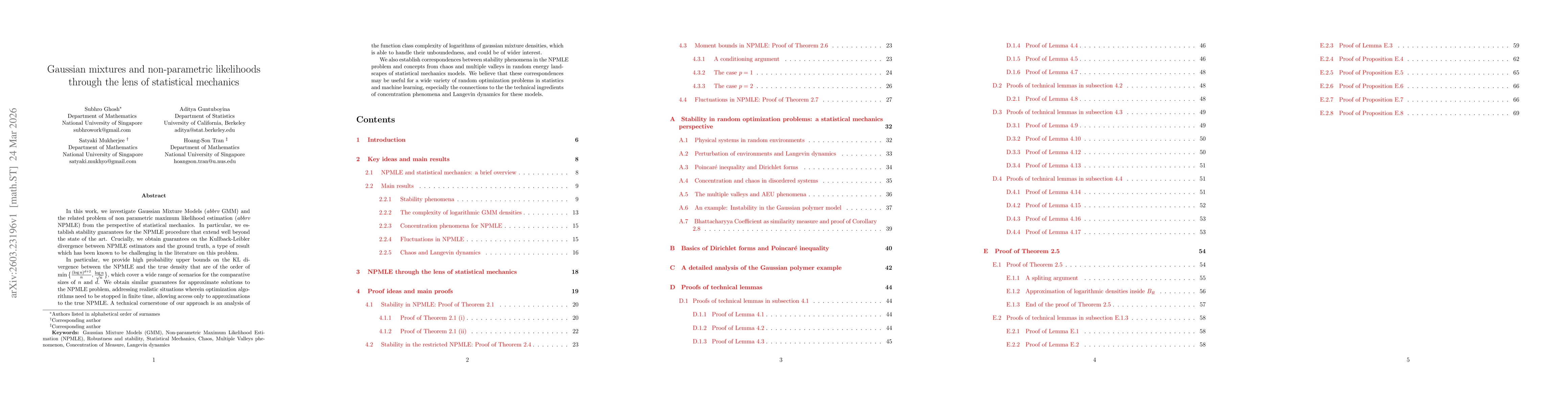 Thumbnail for Gaussian mixtures and non-parametric likelihoods through the lens of statistical mechanics