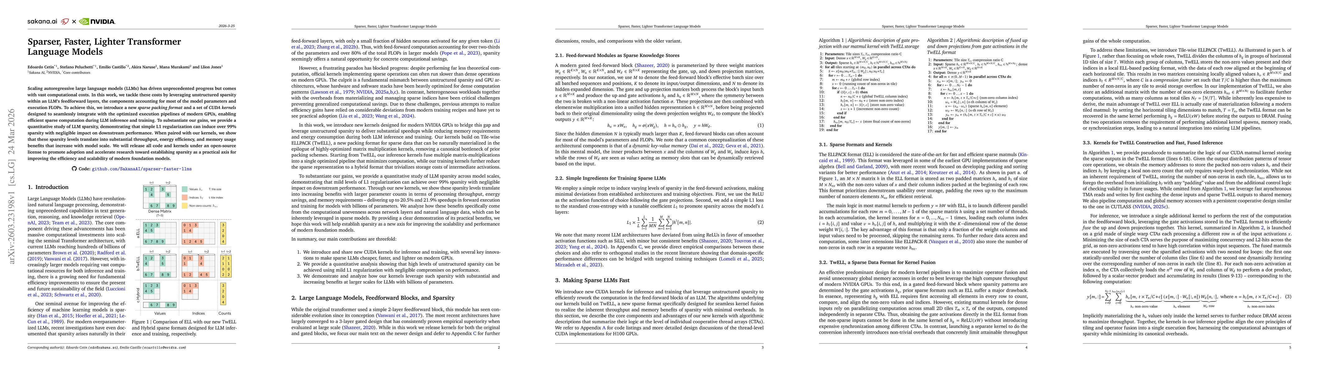 Thumbnail for Sparser, Faster, Lighter Transformer Language Models