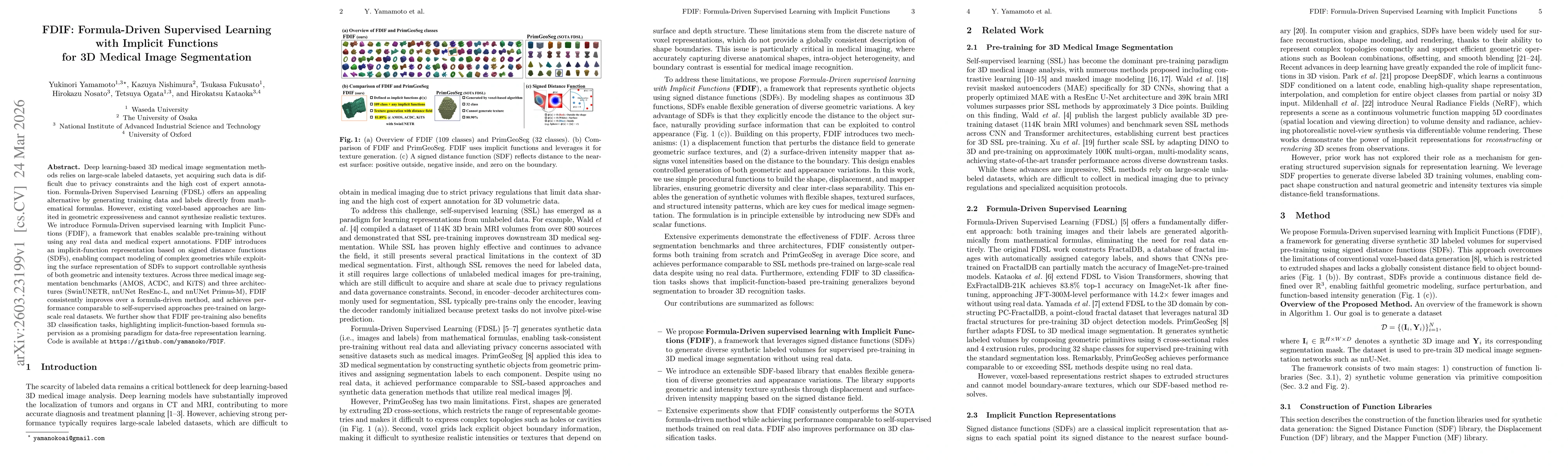Thumbnail for FDIF: Formula-Driven supervised Learning with Implicit Functions for 3D Medical Image Segmentation