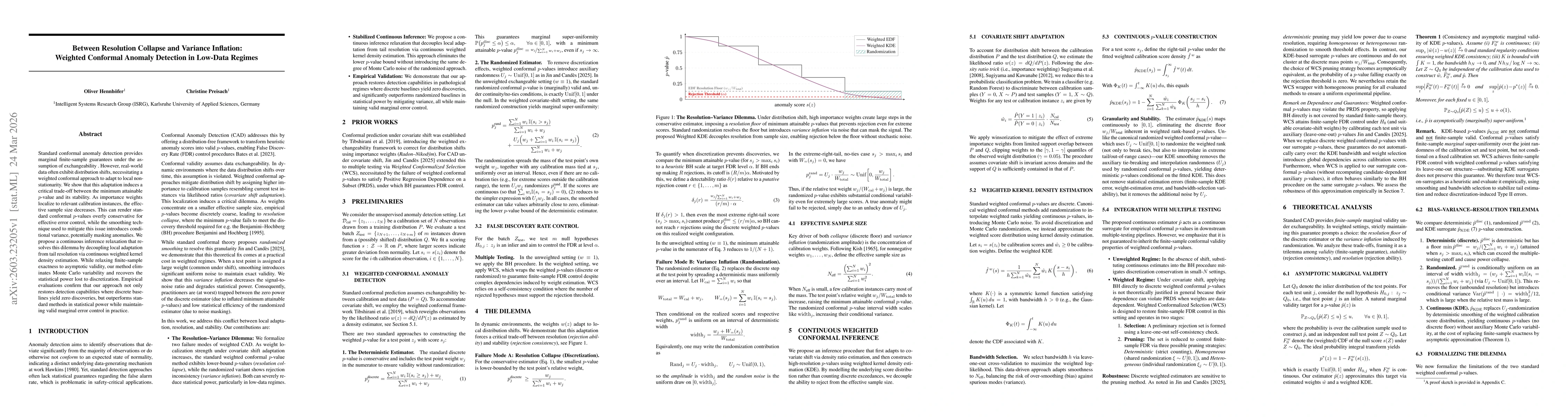 Thumbnail for Between Resolution Collapse and Variance Inflation: Weighted Conformal Anomaly Detection in Low-Data Regimes