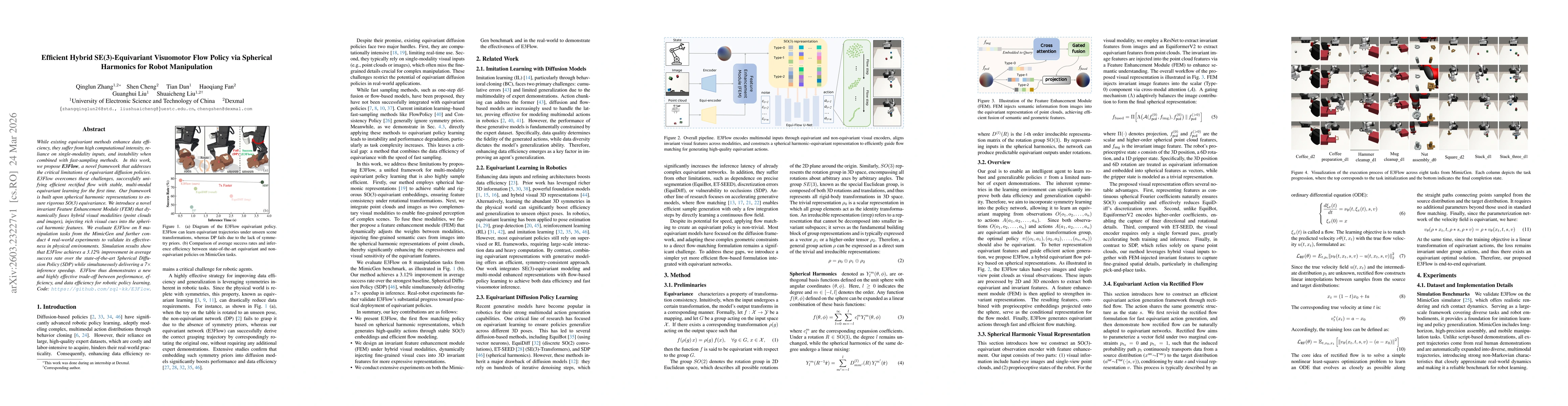 Thumbnail for Efficient Hybrid SE(3)-Equivariant Visuomotor Flow Policy via Spherical Harmonics for Robot Manipulation