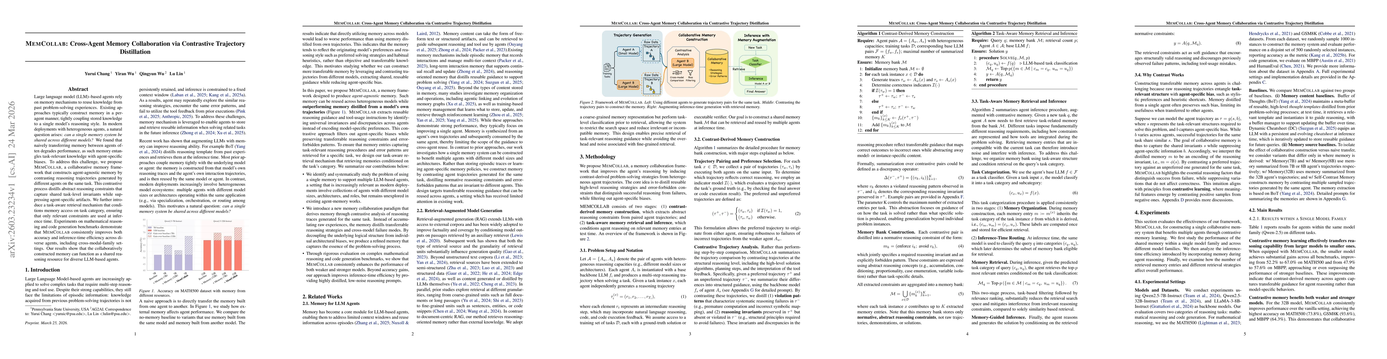 Thumbnail for MemCollab: Cross-Agent Memory Collaboration via Contrastive Trajectory Distillation