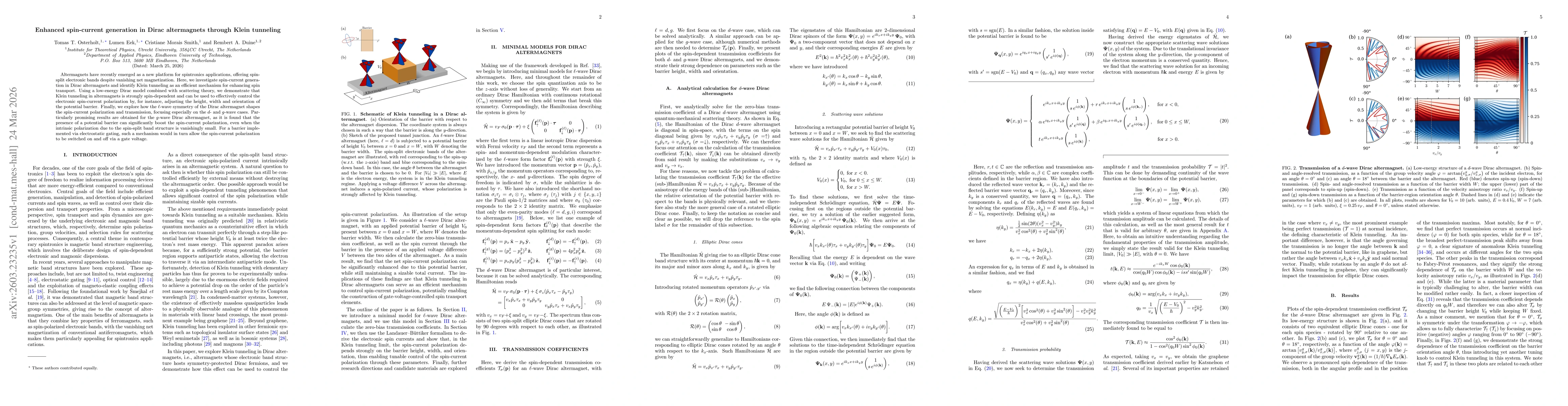 Thumbnail for Enhanced spin-current generation in Dirac altermagnets through Klein tunneling