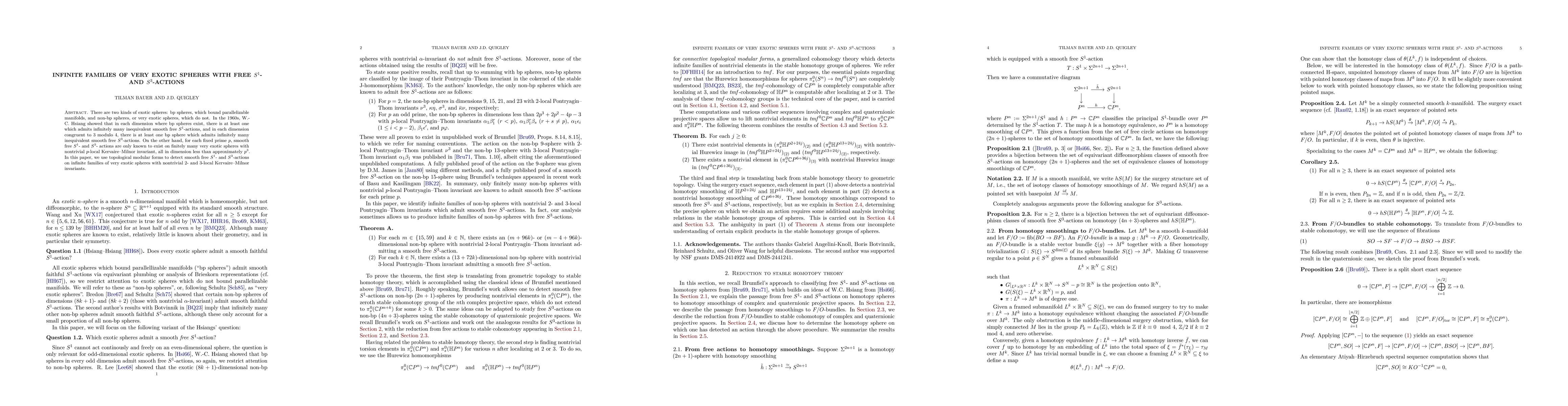 Thumbnail for Infinite families of very exotic spheres with free $S^1$- and $S^3$-actions