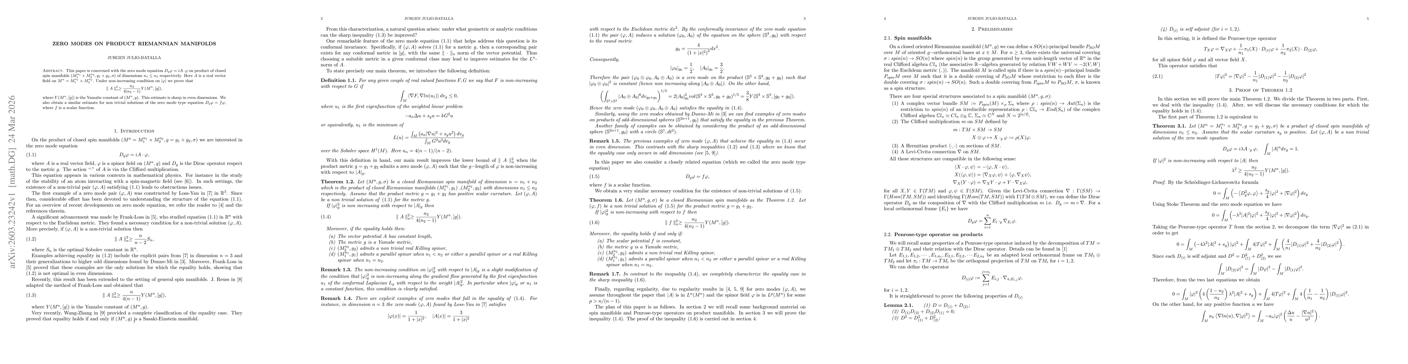 Thumbnail for Zero modes on product Riemannian manifolds