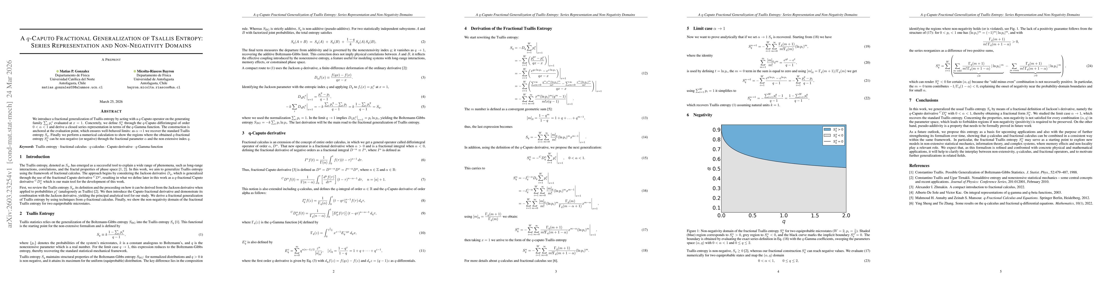 Thumbnail for A $q$-Caputo Fractional Generalization of Tsallis Entropy: Series Representation and Non-Negativity Domains