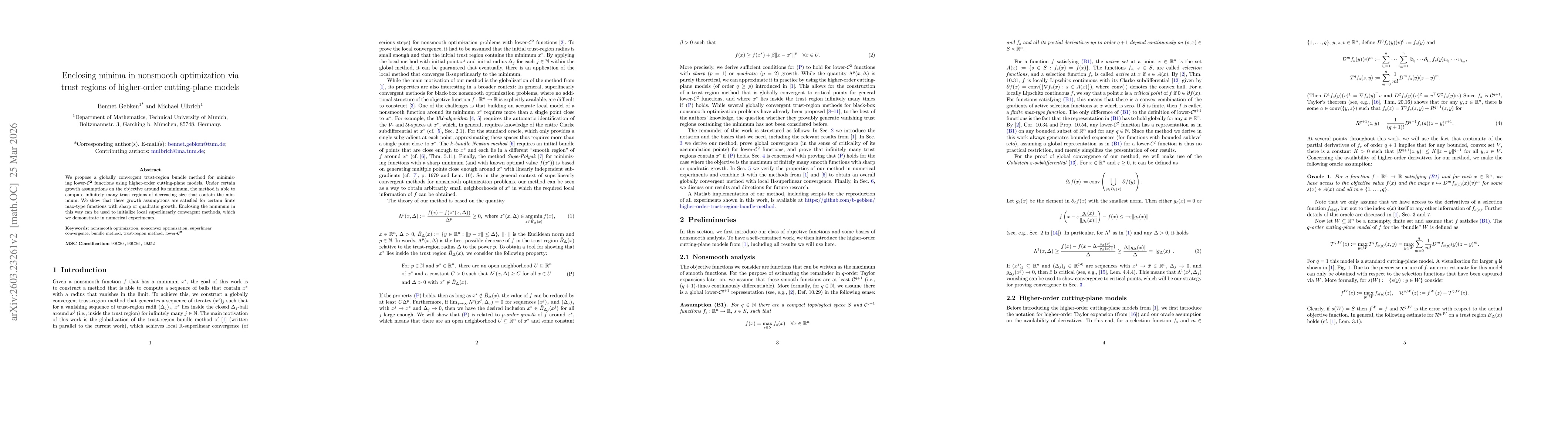 Thumbnail for Enclosing minima in nonsmooth optimization via trust regions of higher-order cutting-plane models