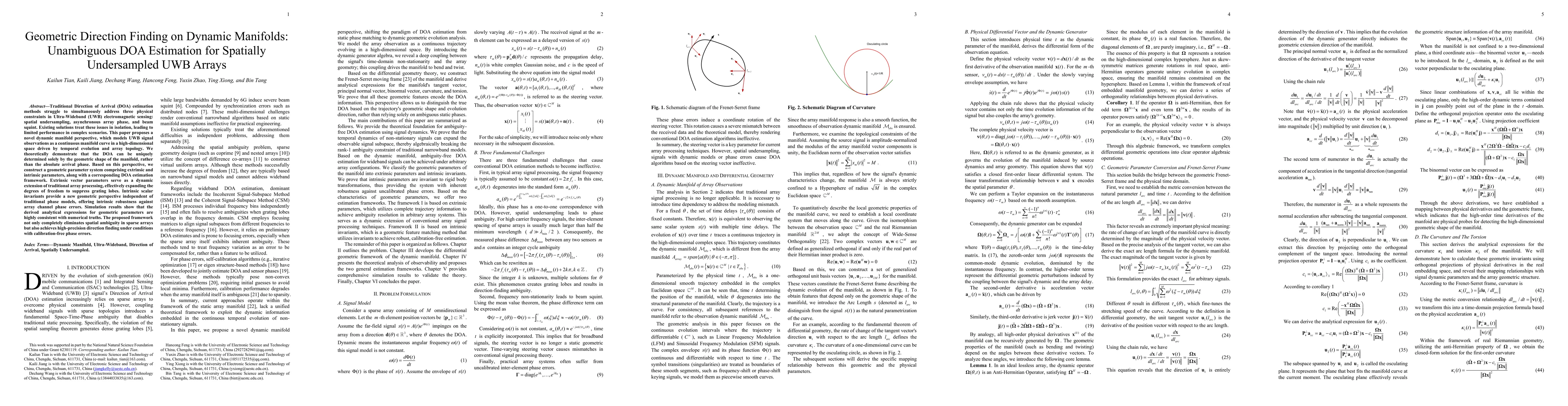 Thumbnail for Geometric Direction Finding on Dynamic Manifolds: Unambiguous DOA Estimation for Spatially Undersampled UWB Arrays