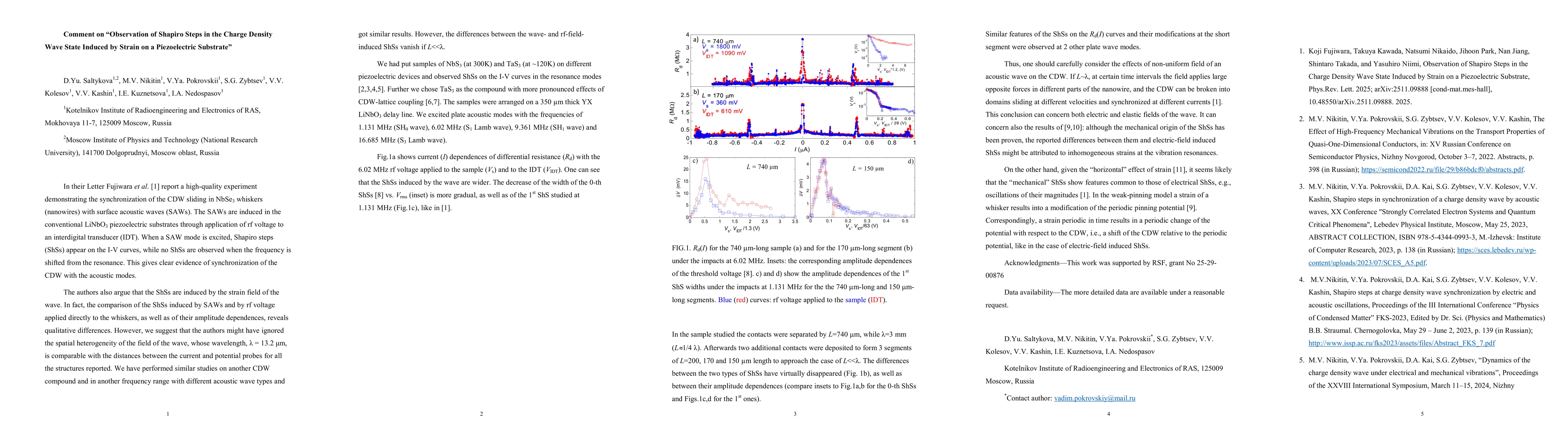 Thumbnail for Comment on 'Observation of Shapiro Steps in the Charge Density Wave State Induced by Strain on a Piezoelectric Substrate'