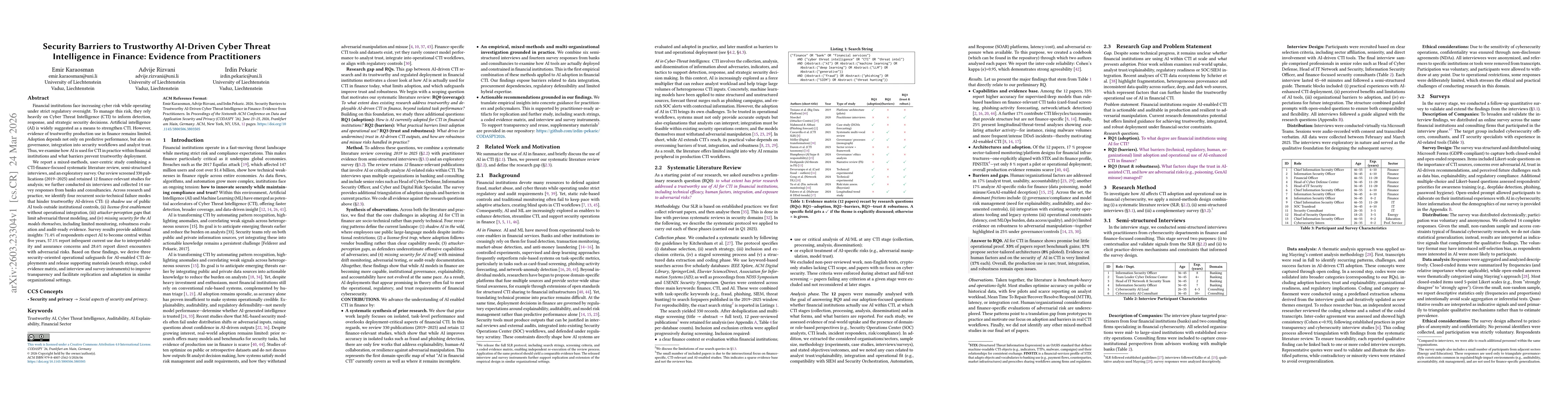 Thumbnail for Security Barriers to Trustworthy AI-Driven Cyber Threat Intelligence in Finance: Evidence from Practitioners