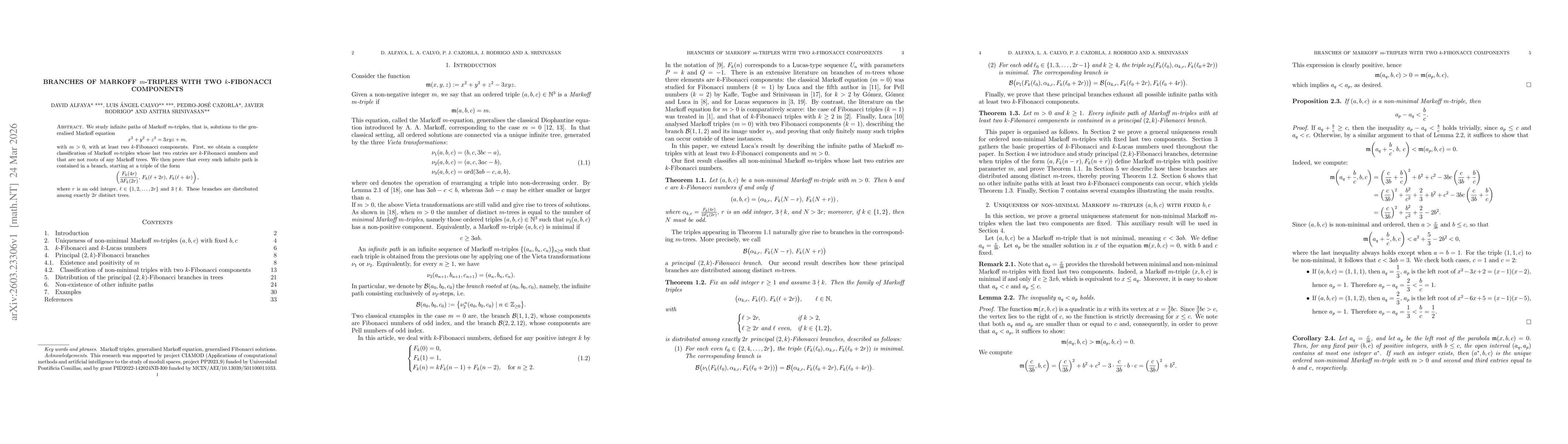 Thumbnail for Branches of Markoff $m$-triples with two $k$-Fibonacci components