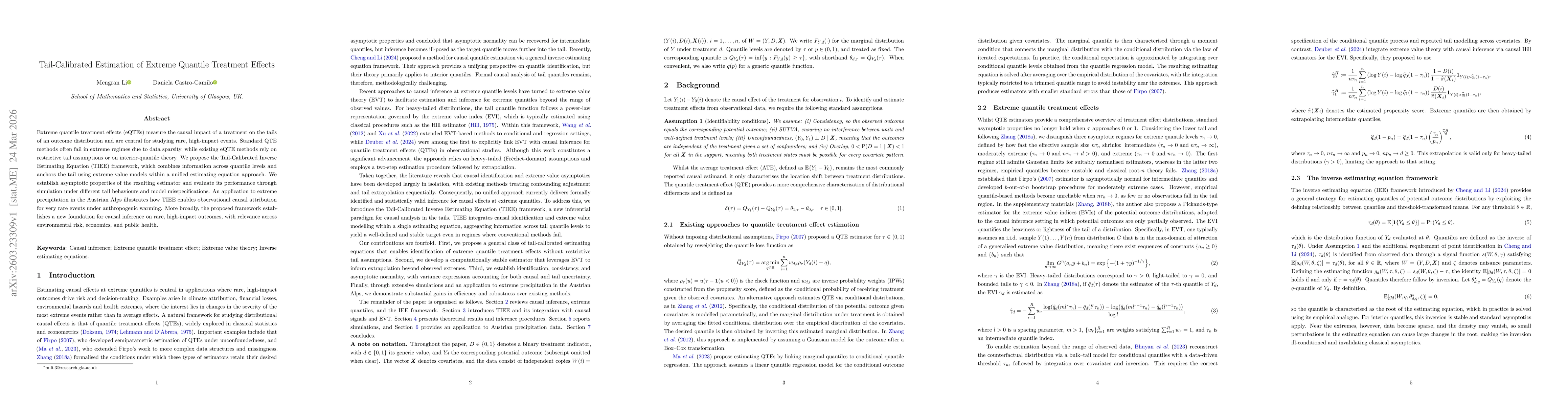 Thumbnail for Tail-Calibrated Estimation of Extreme Quantile Treatment Effects