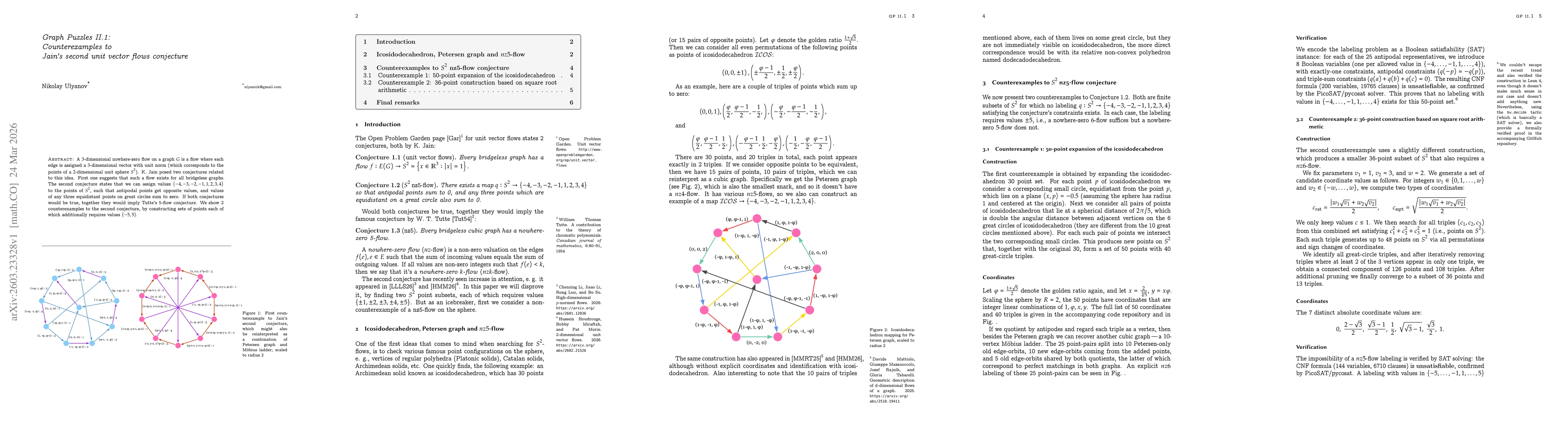 Thumbnail for Graph Puzzles II.1: Counterexamples to Jain's Second Unit Vector Flows Conjecture