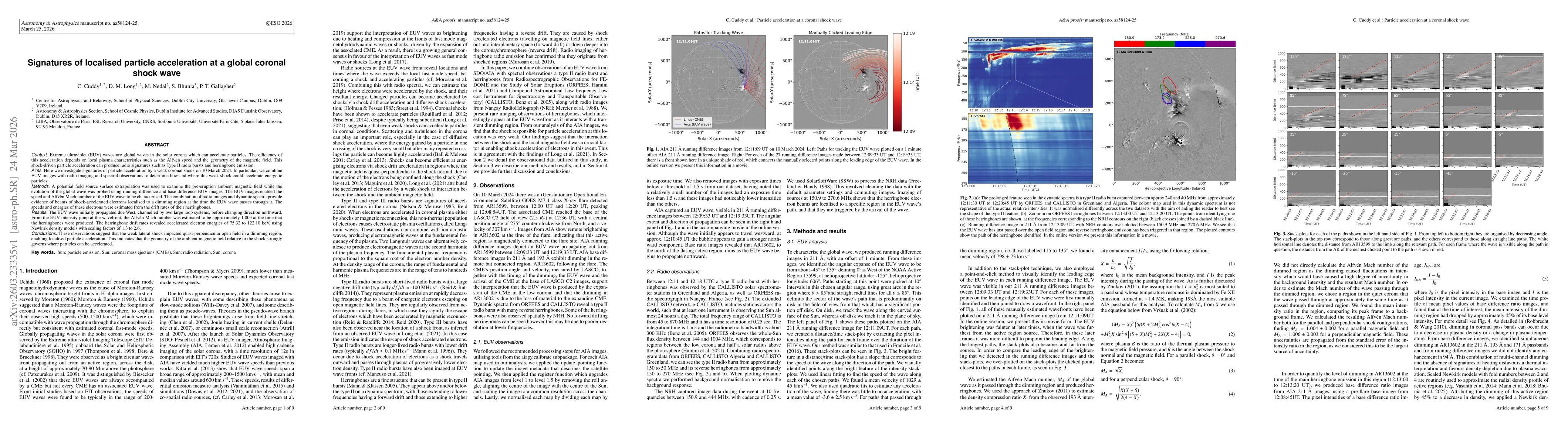 Thumbnail for Signatures of localised particle acceleration at a global coronal shock wave