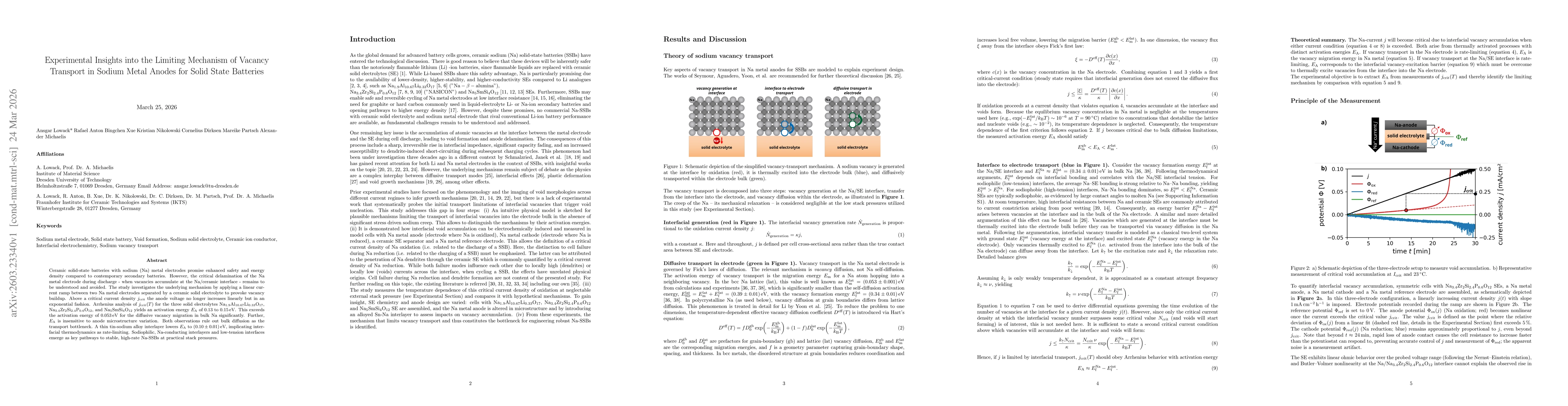 Thumbnail for Experimental Insights into the Limiting Mechanism of Vacancy Transport in Sodium Metal Anodes for Solid State Batteries