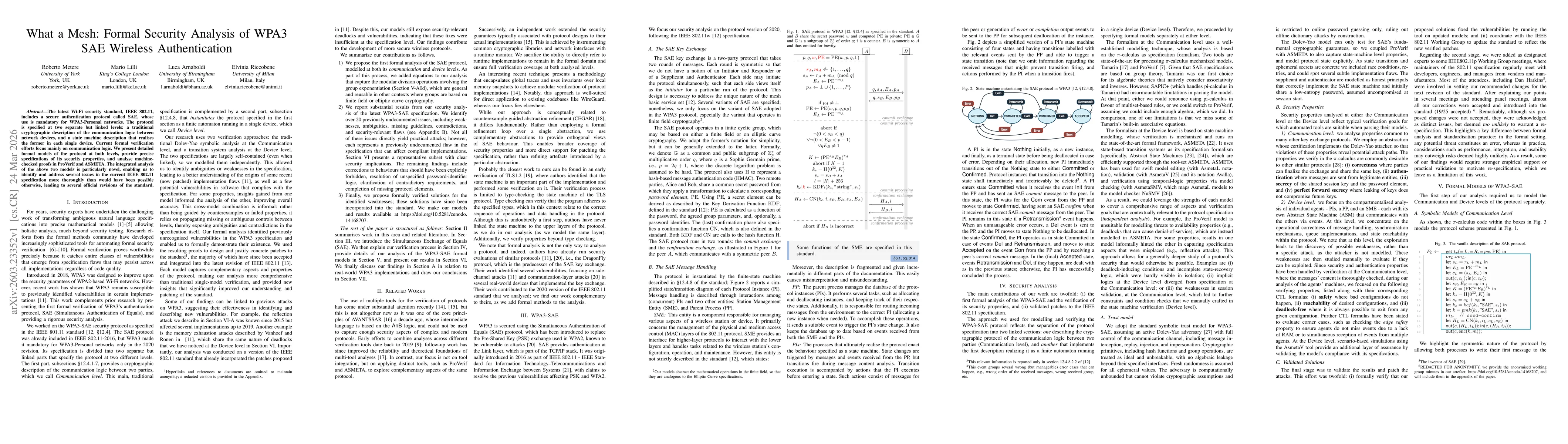 Thumbnail for What a Mesh: Formal Security Analysis of WPA3 SAE Wireless Authentication