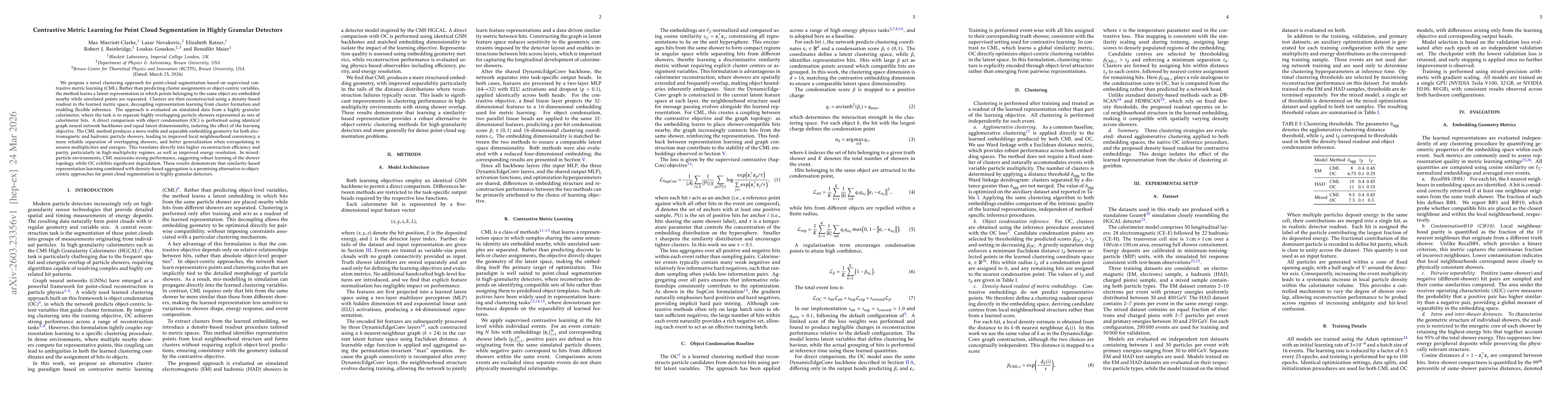 Thumbnail for Contrastive Metric Learning for Point Cloud Segmentation in Highly Granular Detectors