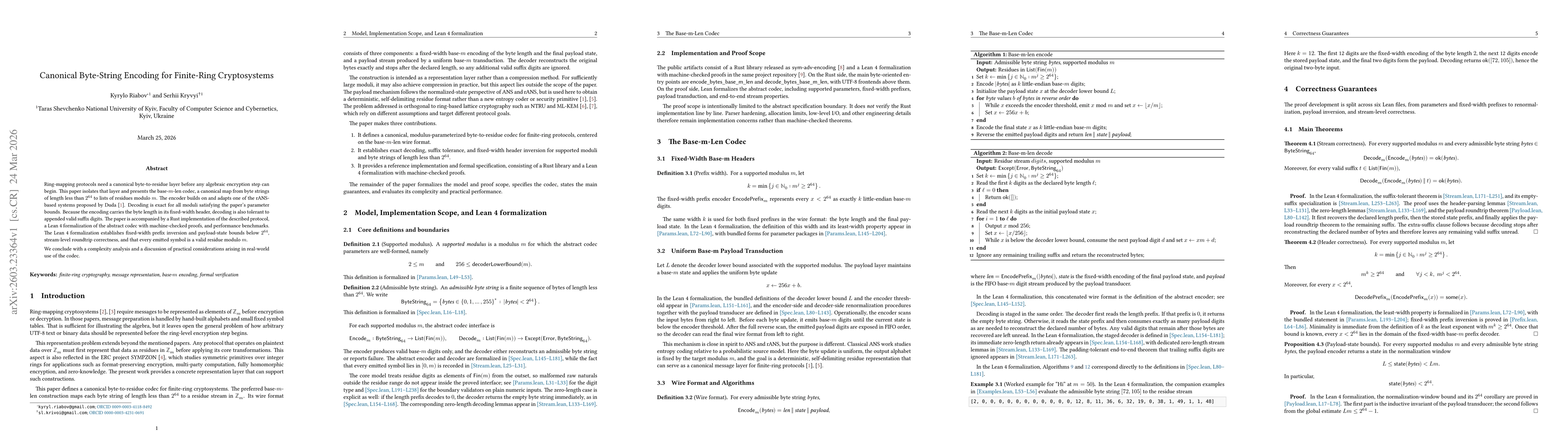 Thumbnail for Canonical Byte-String Encoding for Finite-Ring Cryptosystems