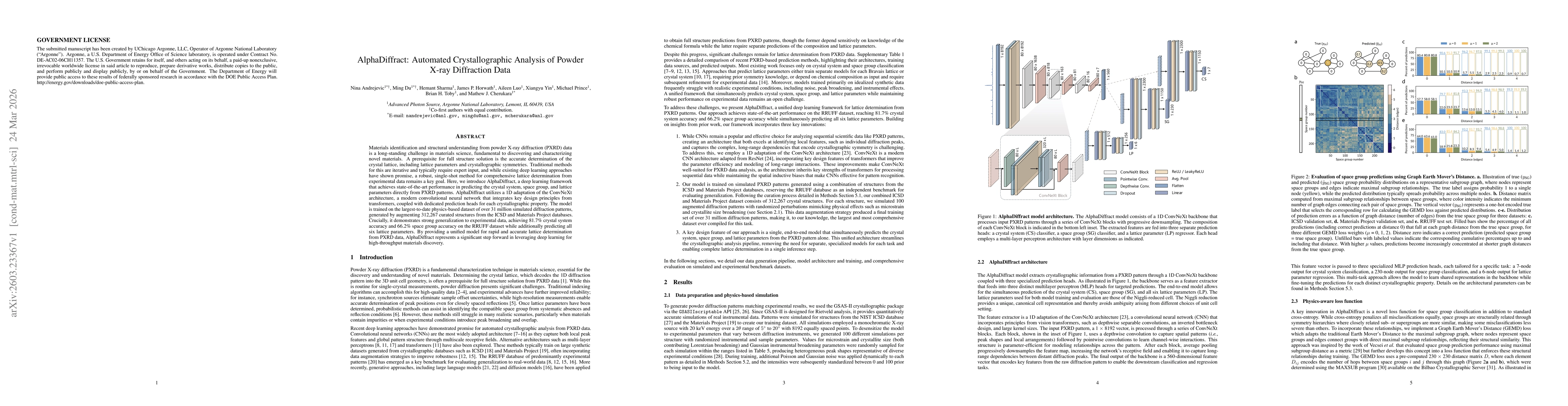 Thumbnail for AlphaDiffract: Automated Crystallographic Analysis of Powder X-ray Diffraction Data