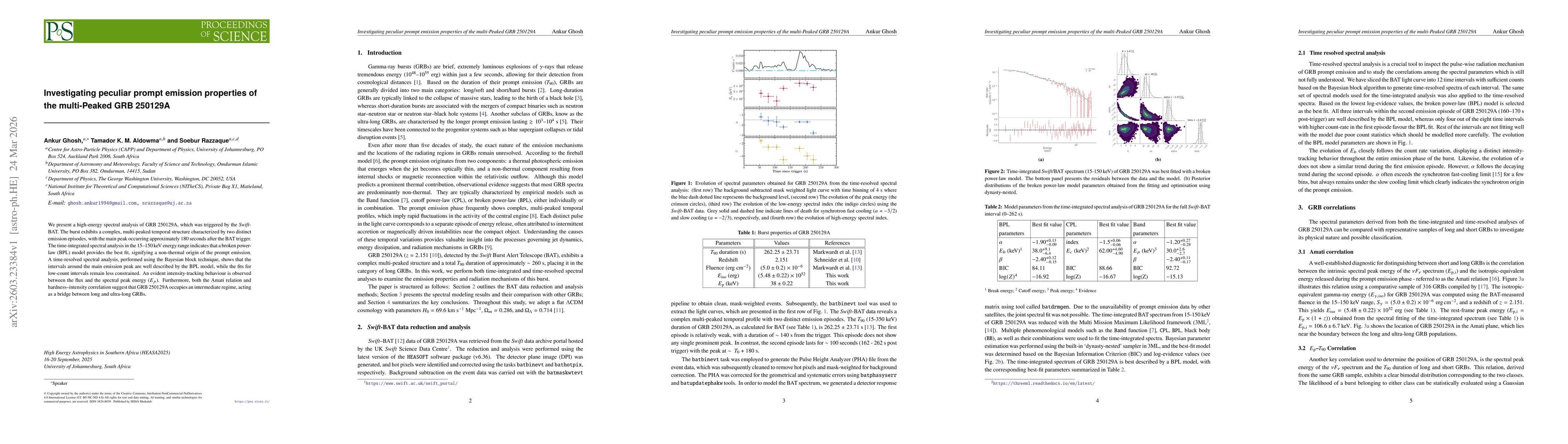 Thumbnail for Investigating peculiar prompt emission properties of the multi-Peaked GRB 250129A