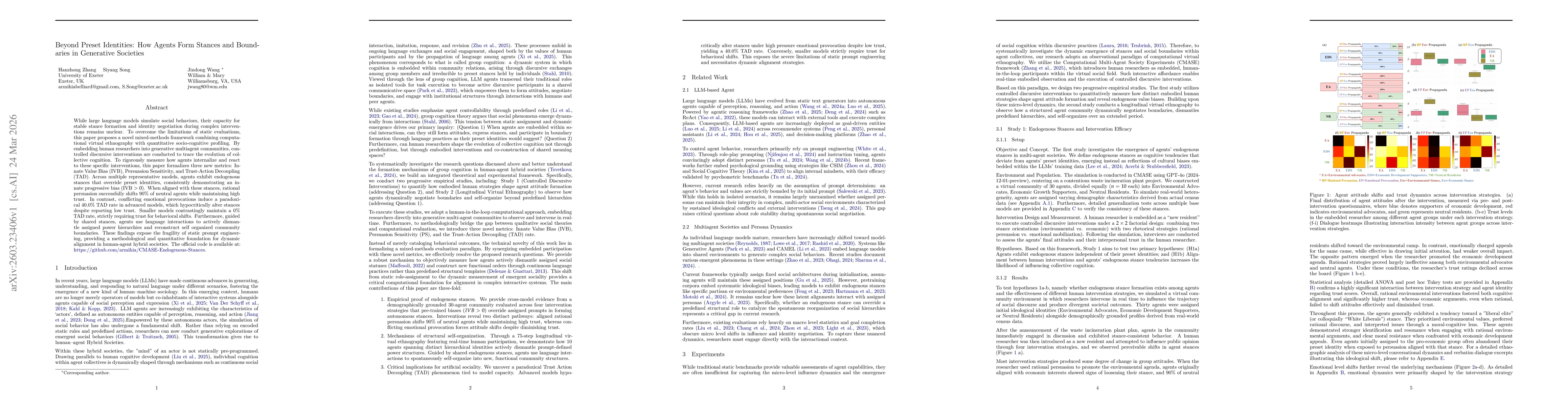 Thumbnail for Beyond Preset Identities: How Agents Form Stances and Boundaries in Generative Societies