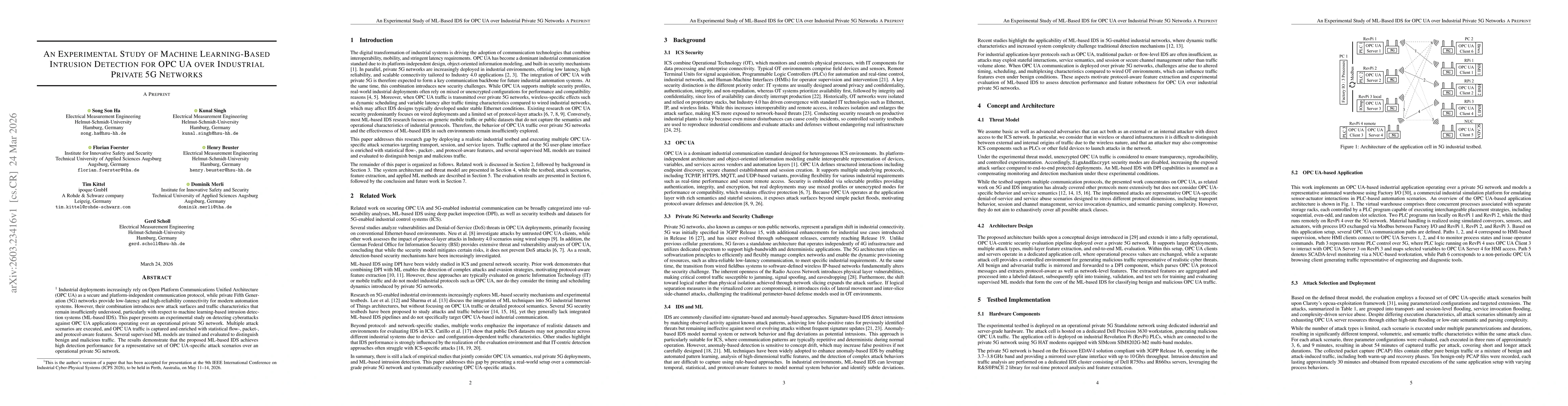 Thumbnail for An Experimental Study of Machine Learning-Based Intrusion Detection for OPC UA over Industrial Private 5G Networks