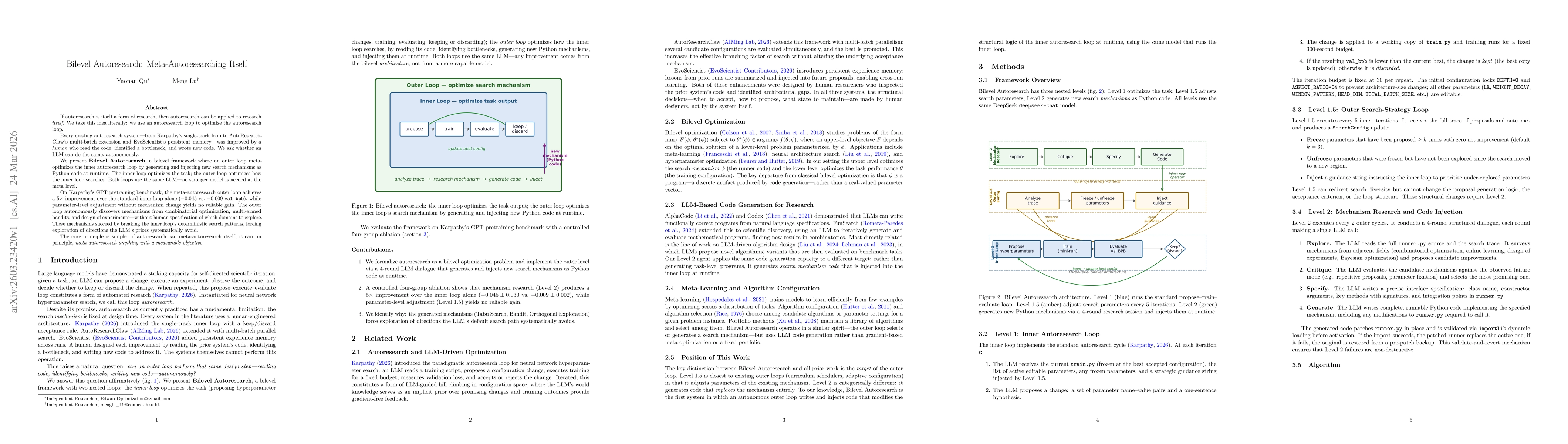 Thumbnail for Bilevel Autoresearch: Meta-Autoresearching Itself