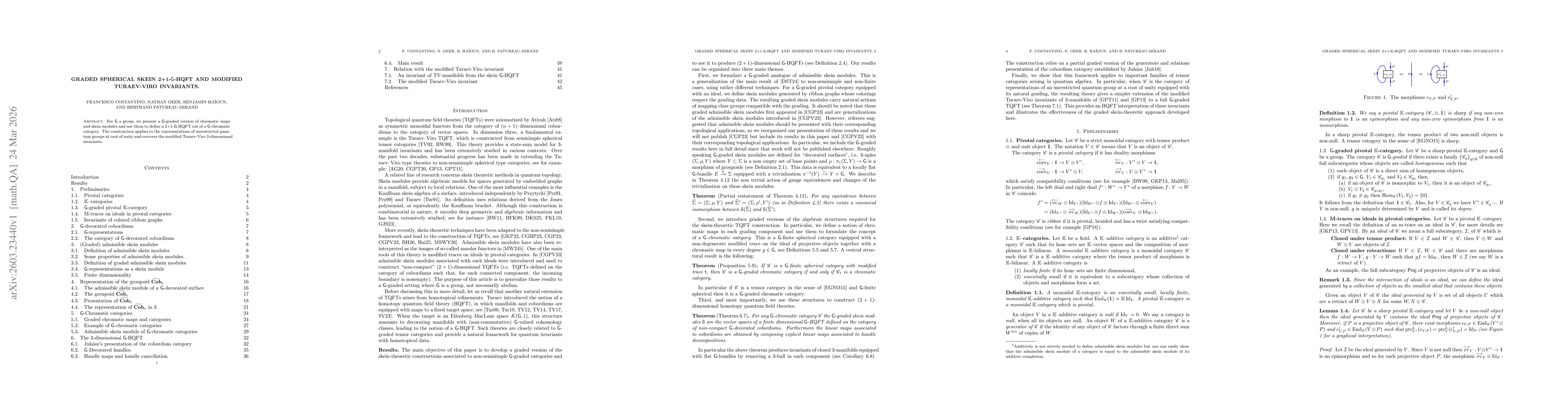 Thumbnail for Graded spherical skein 2+1-G-HQFT and modified Turaev-Viro invariants