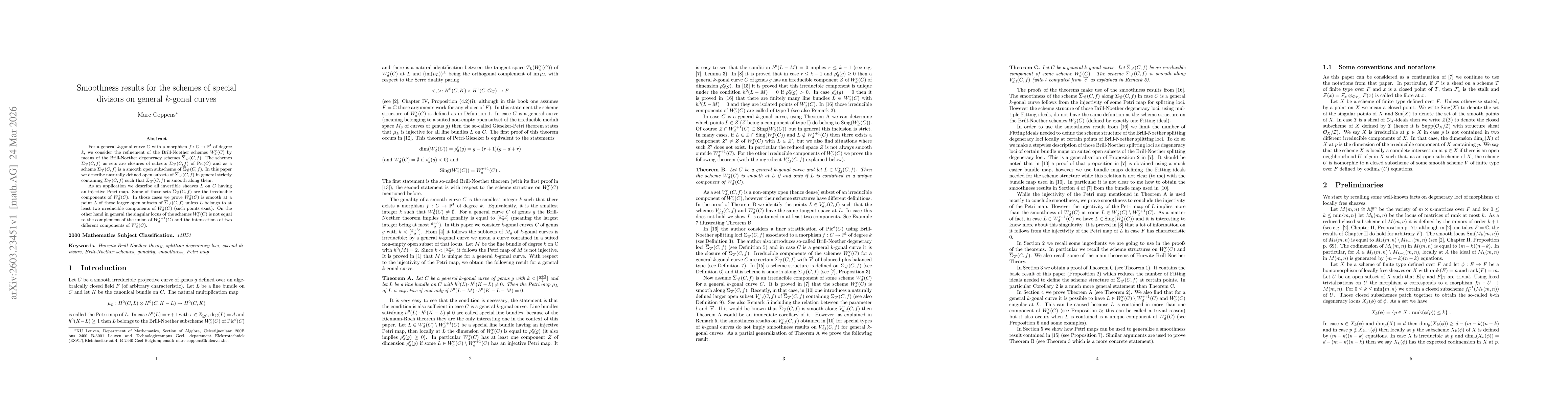Thumbnail for Smoothness results for the schemes of special divisors on general k-gonal curves