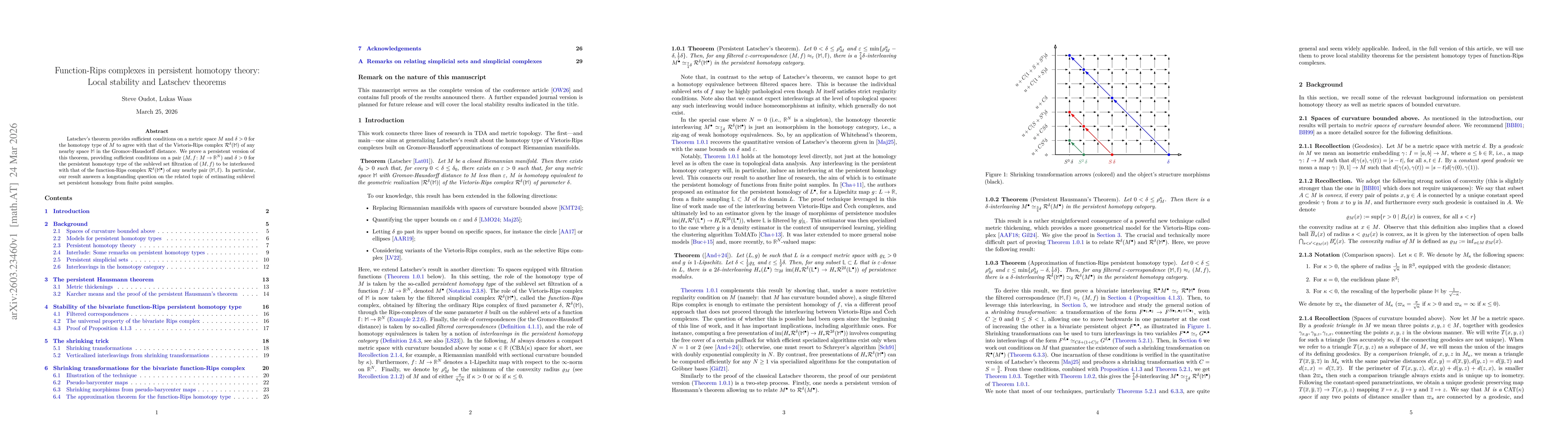 Thumbnail for Function-Rips complexes in persistent homotopy theory: Local stability and Latschev theorems
