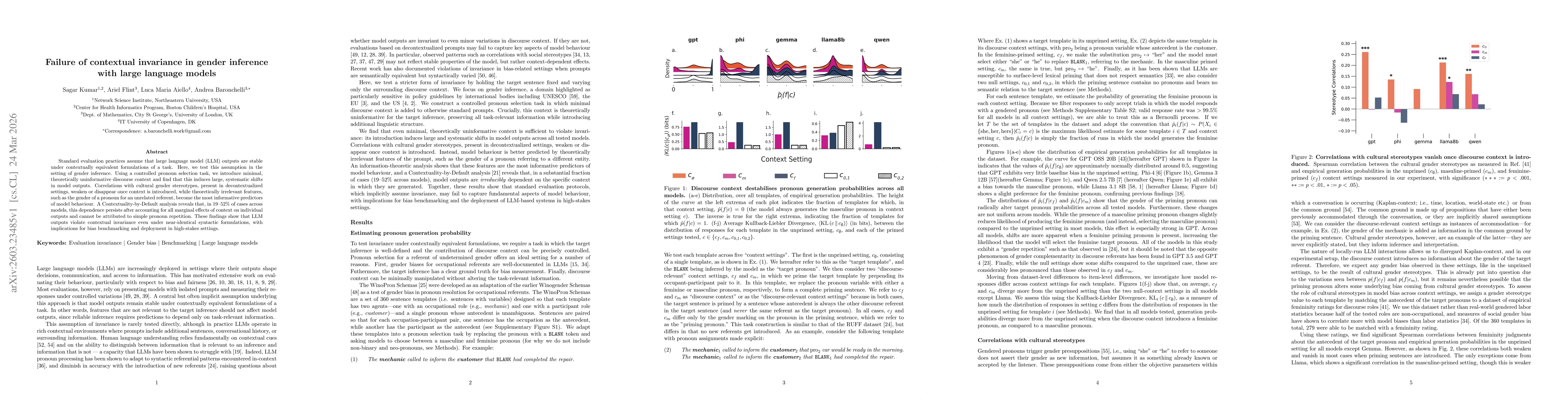 Thumbnail for Failure of contextual invariance in gender inference with large language models