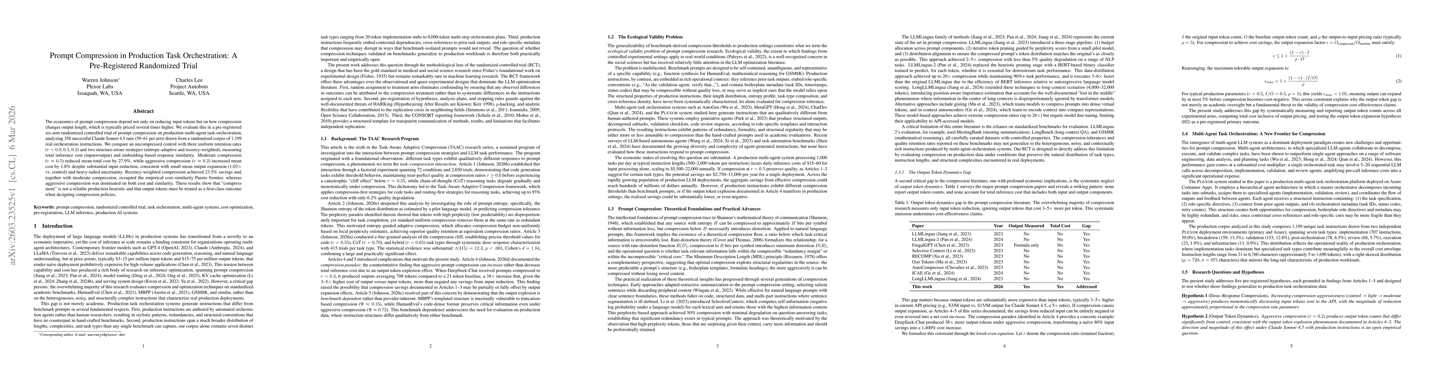 Thumbnail for Prompt Compression in Production Task Orchestration: A Pre-Registered Randomized Trial