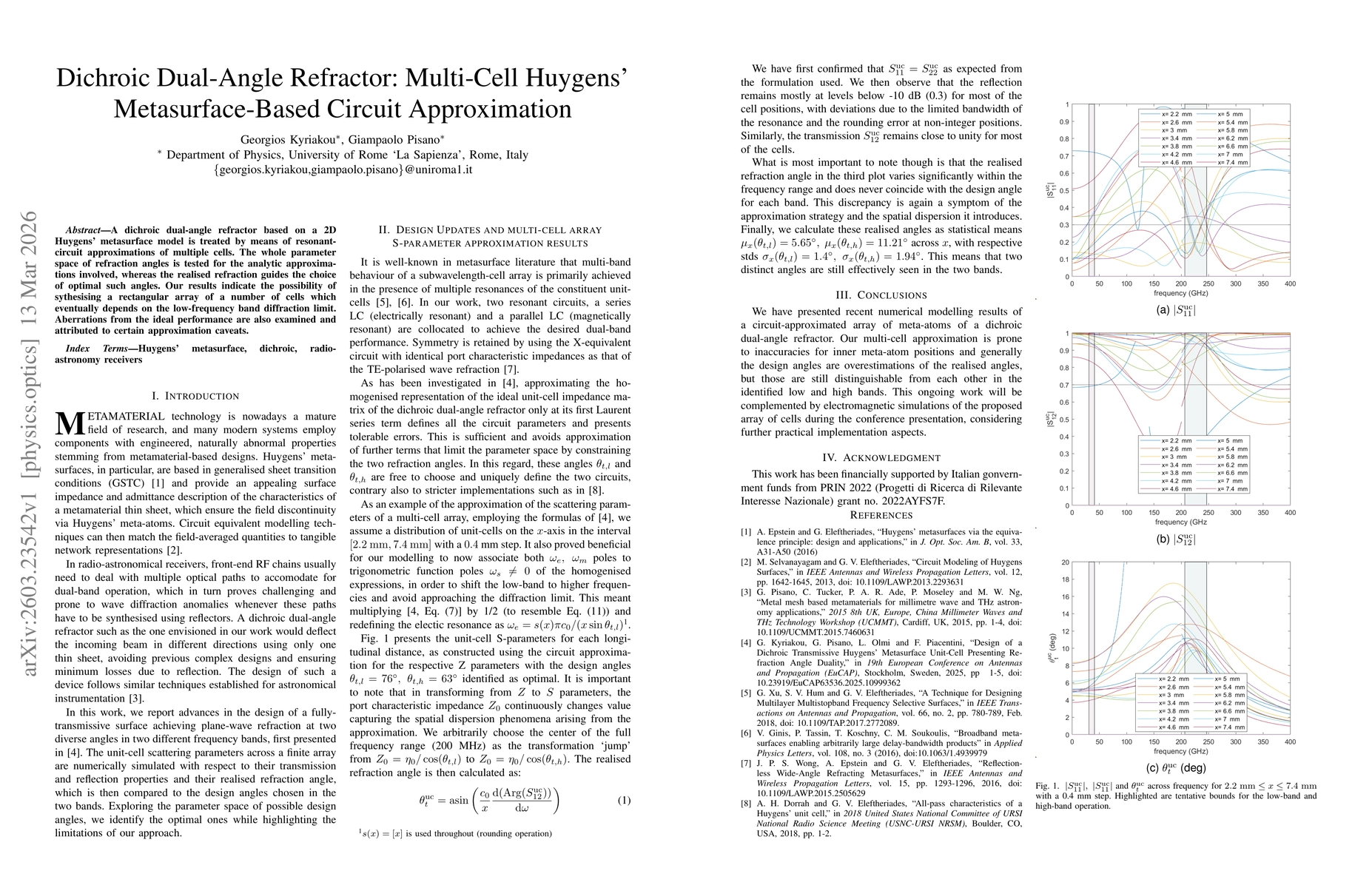 Thumbnail for Dichroic Dual-Angle Refractor: Multi-Cell Huygens' Metasurface-Based Circuit Approximation