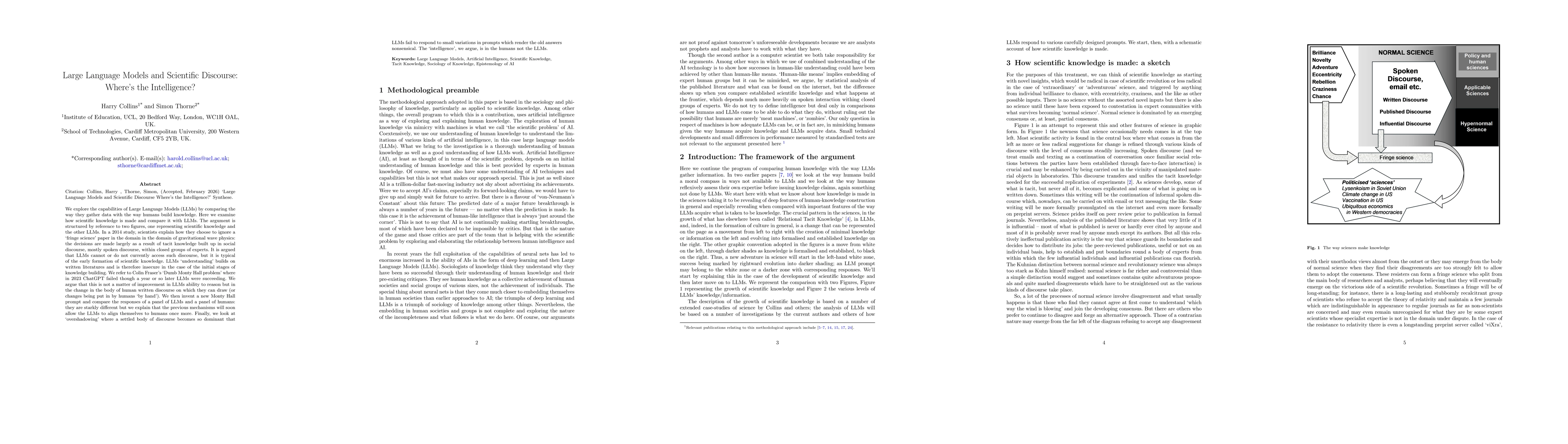 Thumbnail for Large Language Models and Scientific Discourse: Where's the Intelligence?