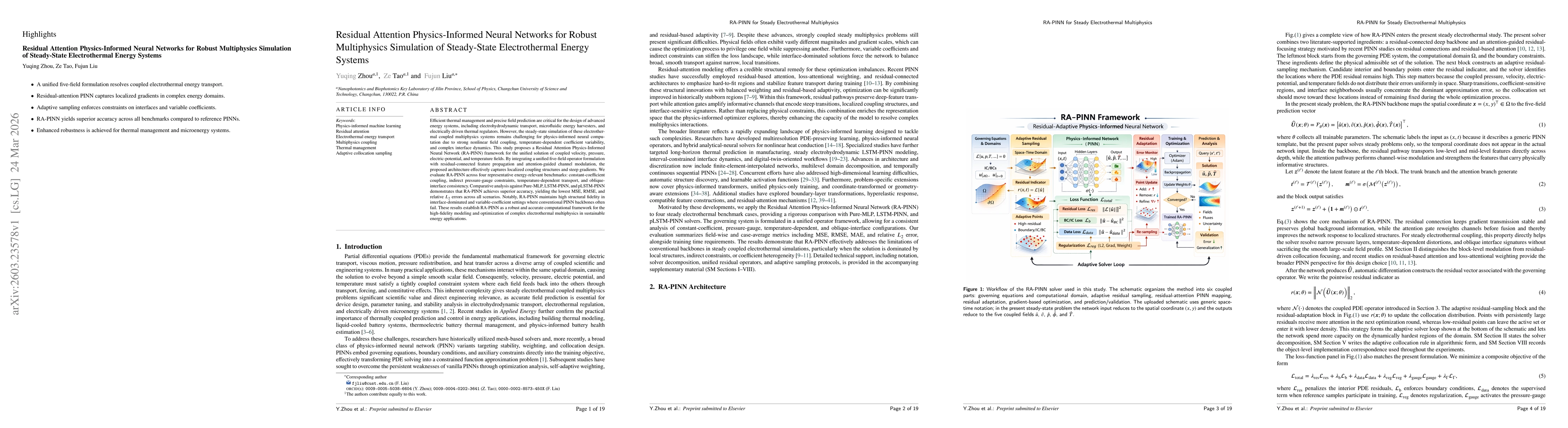 Thumbnail for Residual Attention Physics-Informed Neural Networks for Robust Multiphysics Simulation of Steady-State Electrothermal Energy Systems