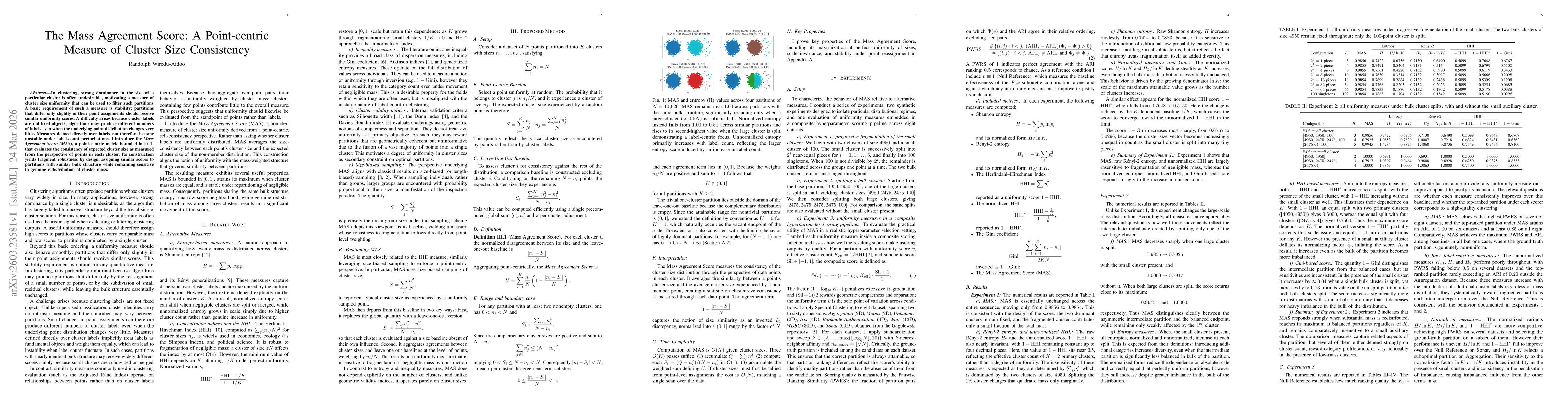 Thumbnail for The Mass Agreement Score: A Point-centric Measure of Cluster Size Consistency