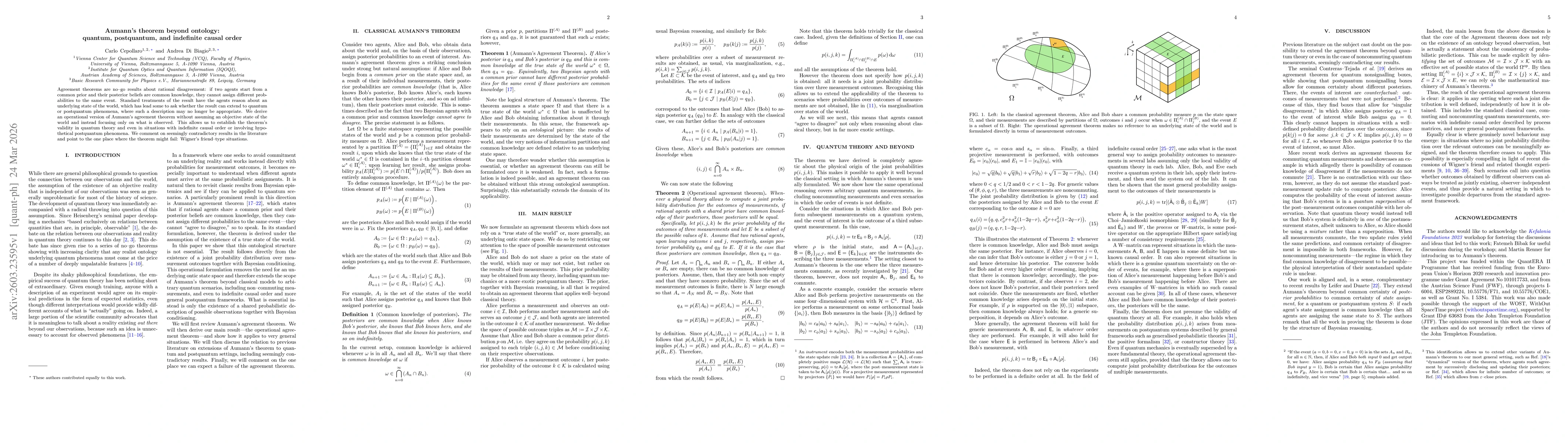 Thumbnail for Aumann's theorem beyond ontology: quantum, postquantum, and indefinite causal order