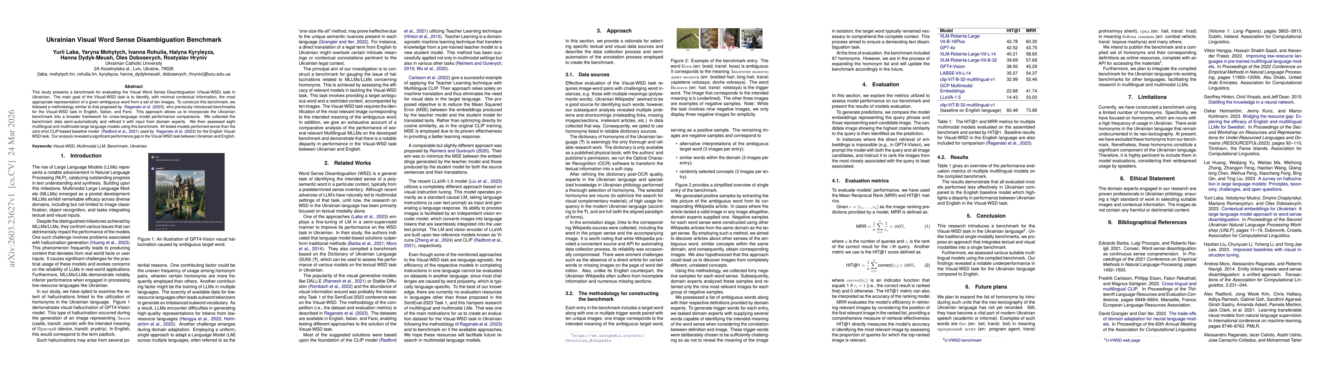 Thumbnail for Ukrainian Visual Word Sense Disambiguation Benchmark