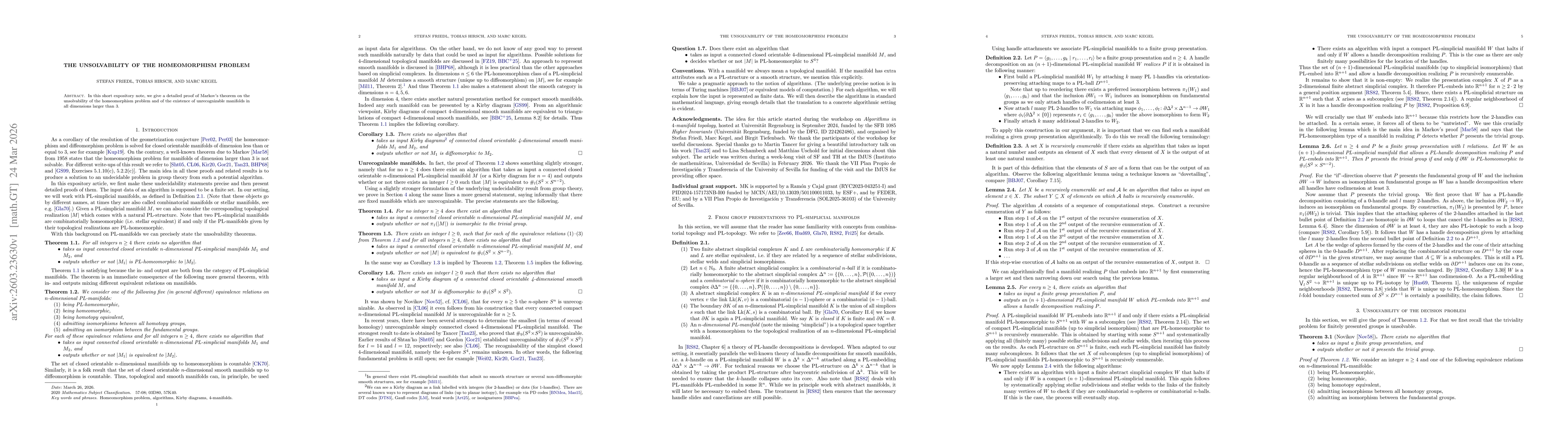 Thumbnail for The Unsolvability of the Homeomorphism Problem