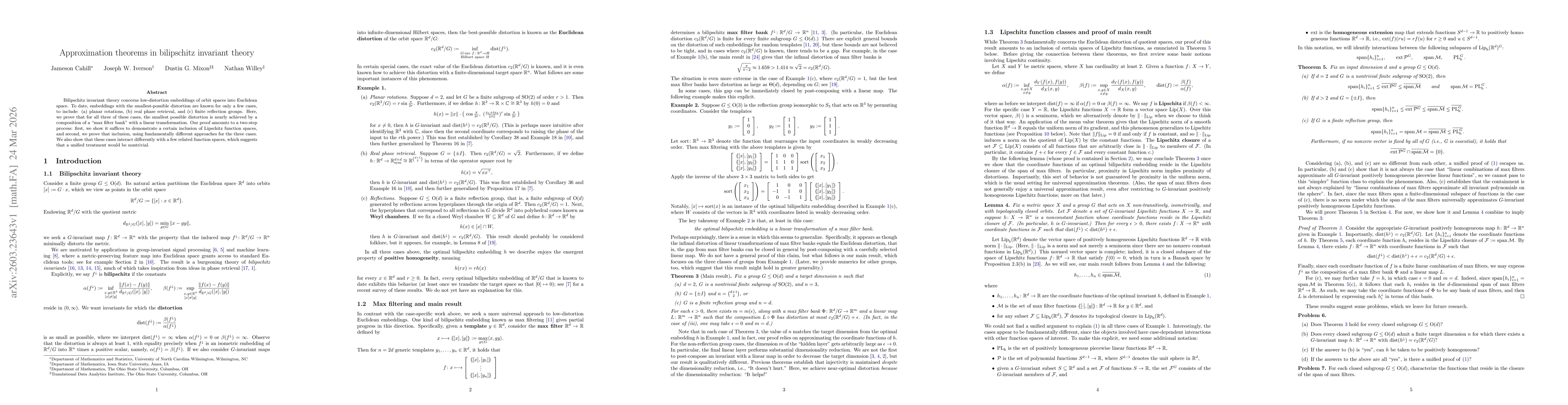 Thumbnail for Approximation theorems in bilipschitz invariant theory