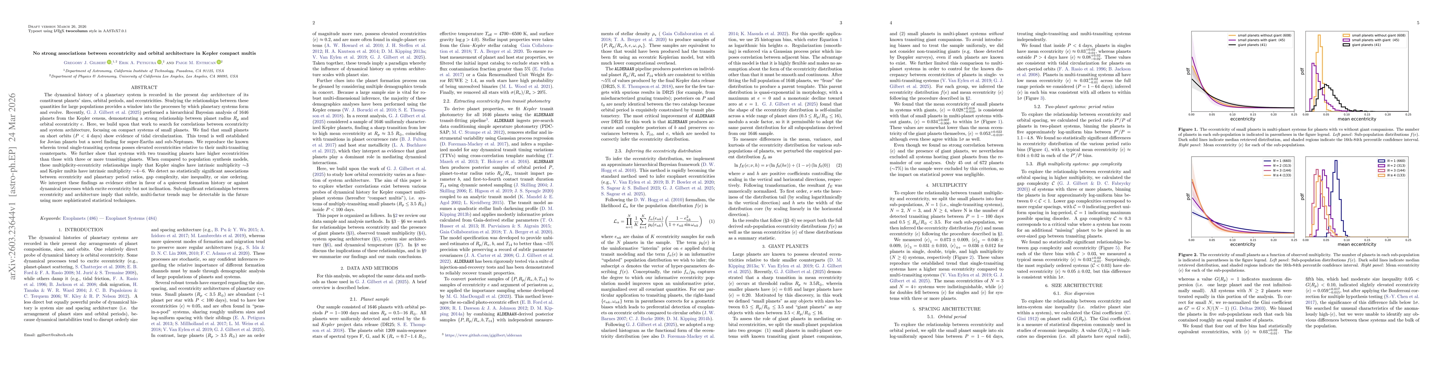 Thumbnail for No strong associations between eccentricity and orbital architecture in Kepler compact multis