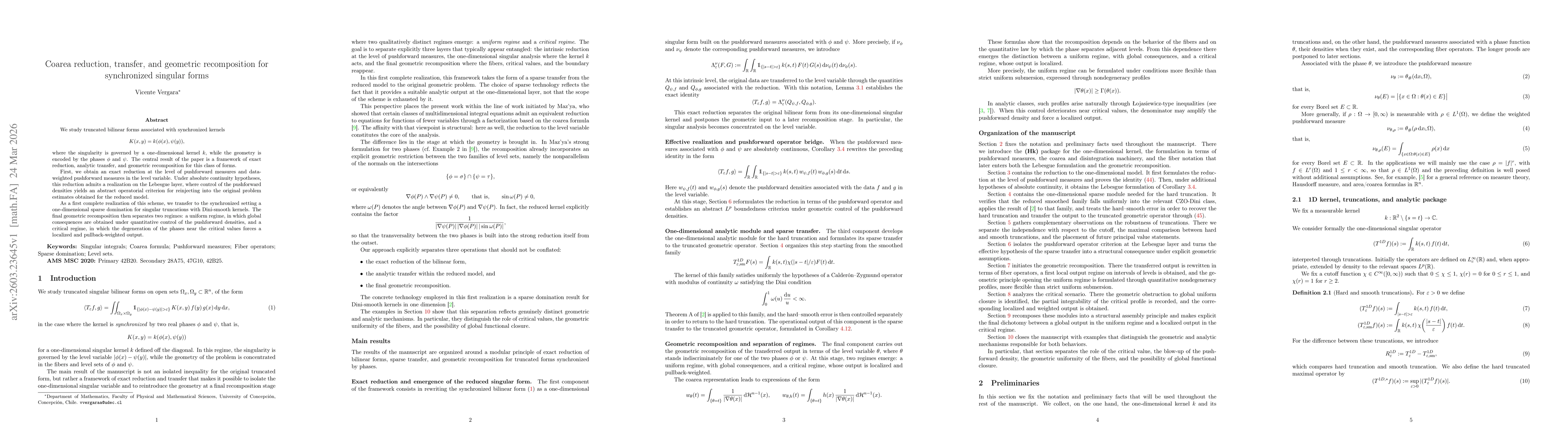 Thumbnail for Coarea reduction, transfer, and geometric recomposition for synchronized singular forms